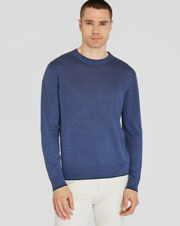 club monaco Resort Linen Sweater Blue Mix