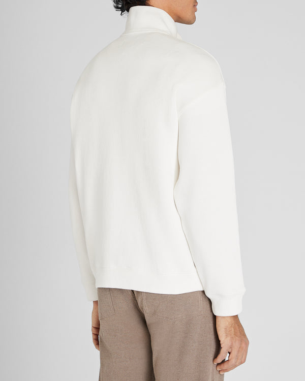 Club Monaco Rib Knit Quarter-Zip Off White