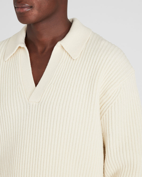 Club Monaco Rib-Stitch Johnny Sweater Cream