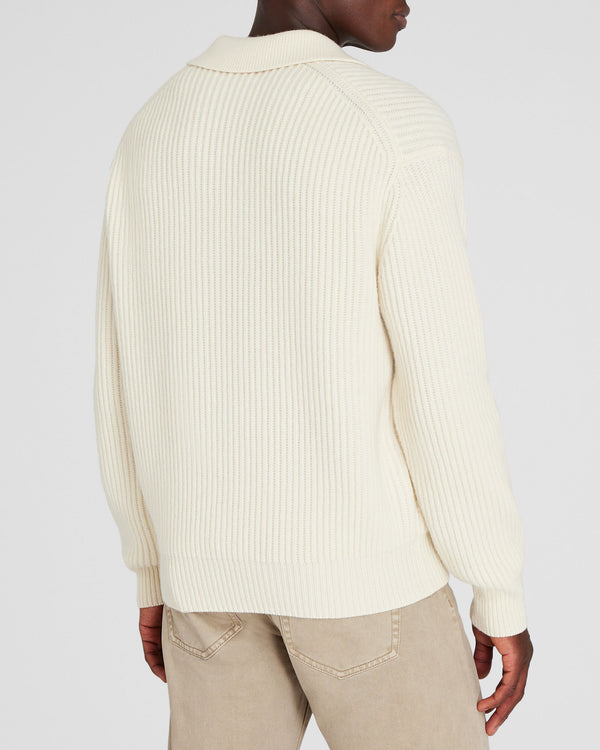 Club Monaco Rib-Stitch Johnny Sweater Cream