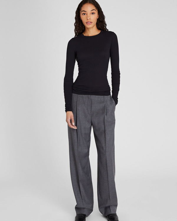 Club Monaco Ribbed Cotton Long-Sleeve Tee Black