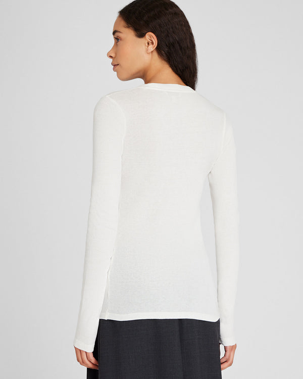 Club Monaco Ribbed Cotton Long-Sleeve Tee White