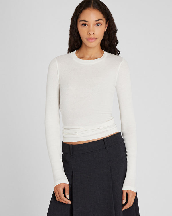 club monaco Ribbed Cotton Long-Sleeve Tee White