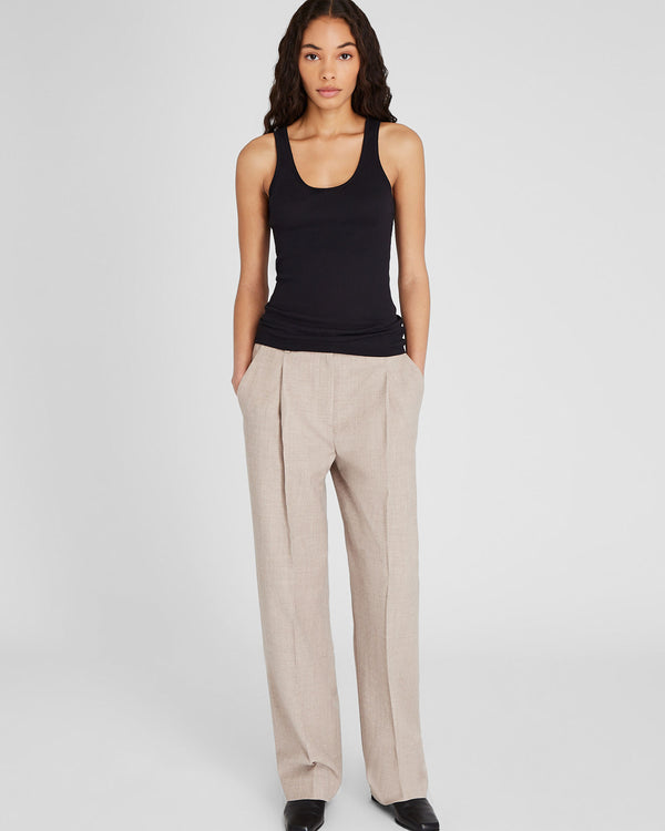 Club Monaco Ribbed Cotton Scoop Tank Black