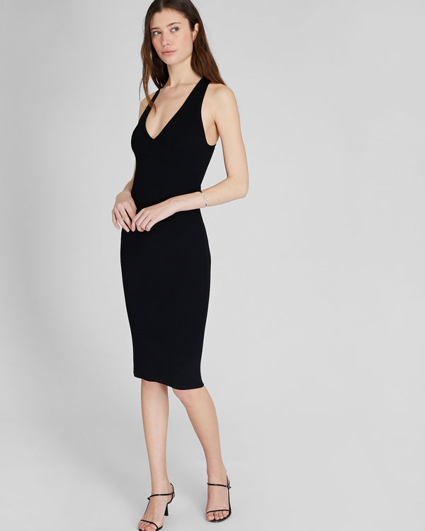 club monaco Ribbed Cross Back Dress Black