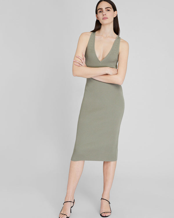 Club Monaco Ribbed Cross Back Dress Oak