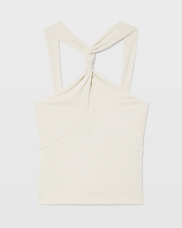 Club Monaco Ribbed Twist Knit Top White