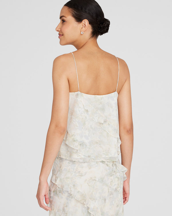 Club Monaco Ruffle Front Cami Cream Base