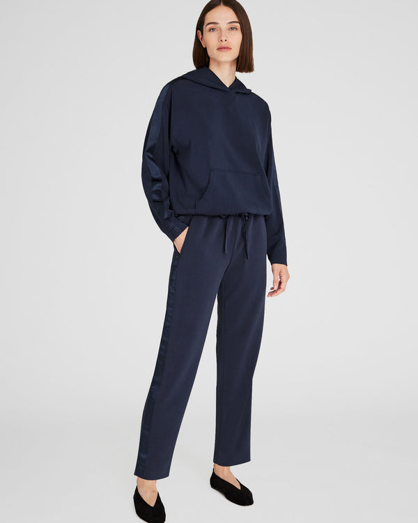 Club Monaco Satin Stripe Hoodie Navy