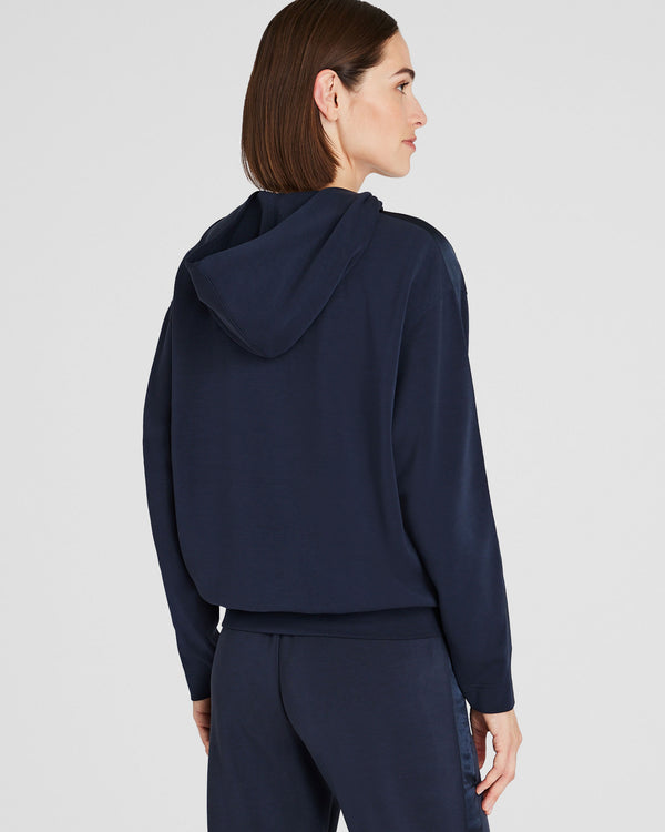 Club Monaco Satin Stripe Hoodie Navy