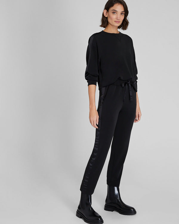 club monaco Satin Stripe Knit Pant Black