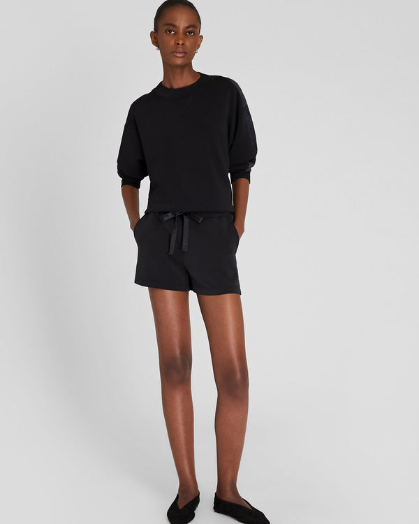 Club Monaco Satin Stripe Knit Short Black
