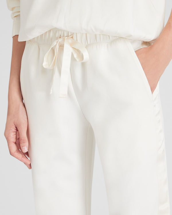 Club Monaco Satin Stripe Pant Antique White