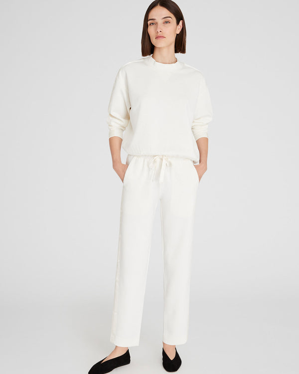 Club Monaco Satin Stripe Pant Antique White