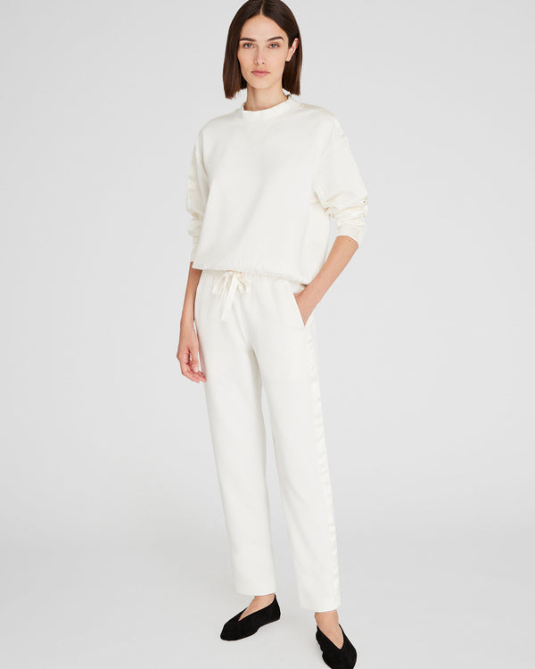 club monaco Satin Stripe Pant Antique White