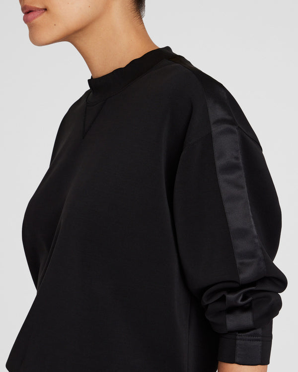 Club Monaco Satin Stripe Sweatshirt Black