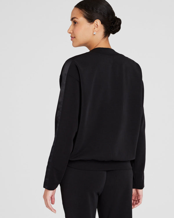 Club Monaco Satin Stripe Sweatshirt Black