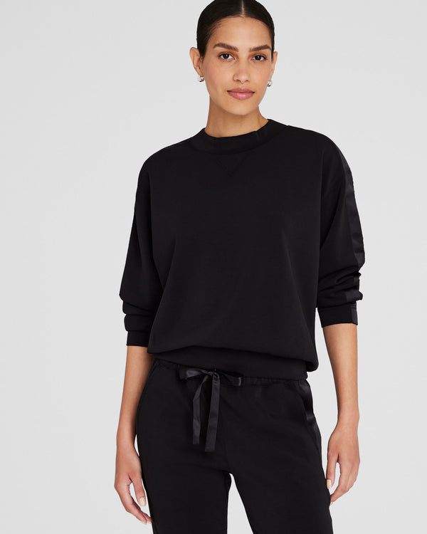 club monaco Satin Stripe Sweatshirt Black