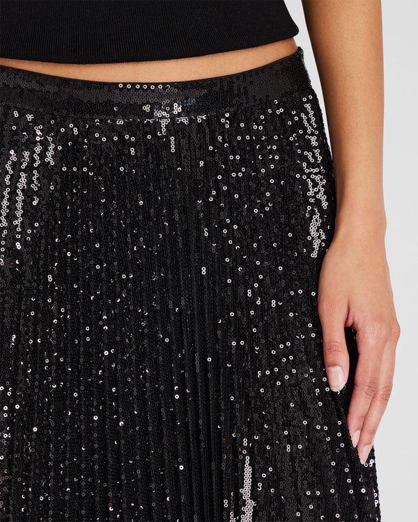 Club Monaco Sequin Pleated Midi Skirt Black