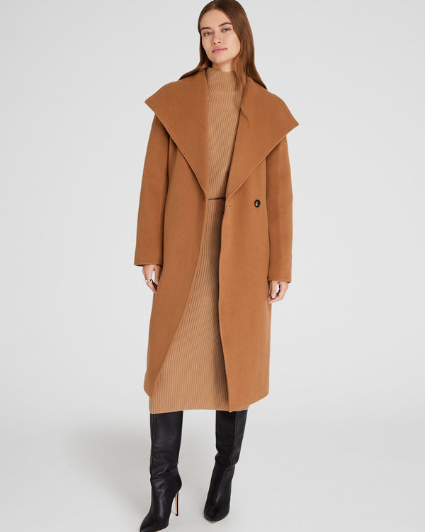 Club Monaco Shawl Collar Wrap Coat Camel
