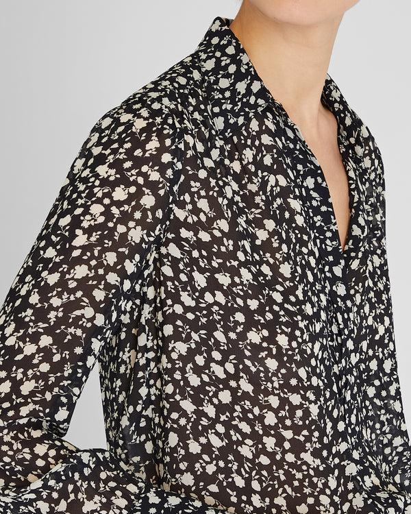 Club Monaco Shirred Shoulder Blouse Black