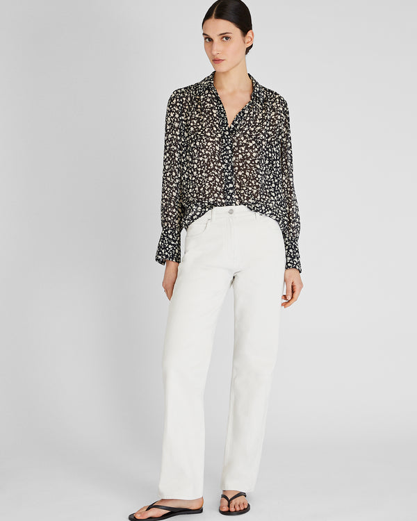 Club Monaco Shirred Shoulder Blouse Black