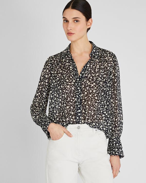 club monaco Shirred Shoulder Blouse Black