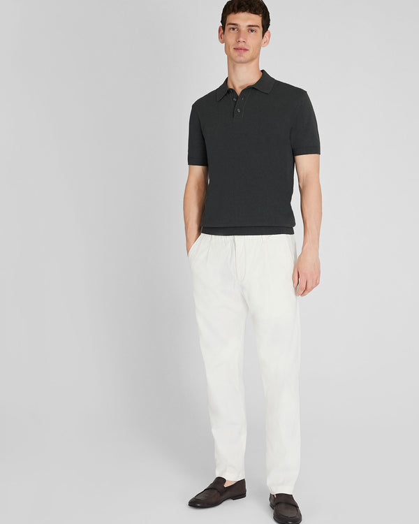 Club Monaco Short Sleeve Bouclé Polo Dark Charcoal