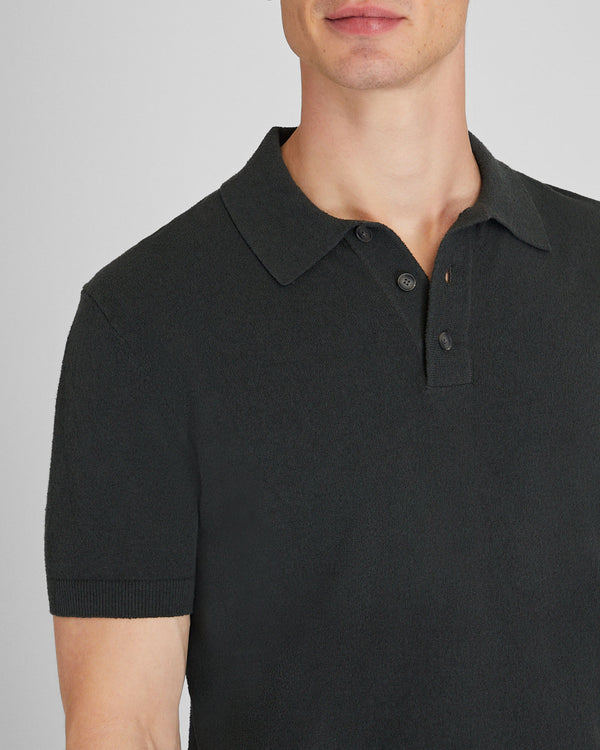 Club Monaco Short Sleeve Bouclé Polo Dark Charcoal