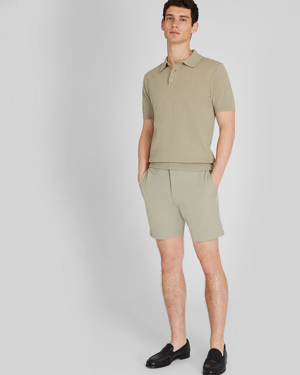 Club Monaco Short Sleeve Bouclé Polo Khaki
