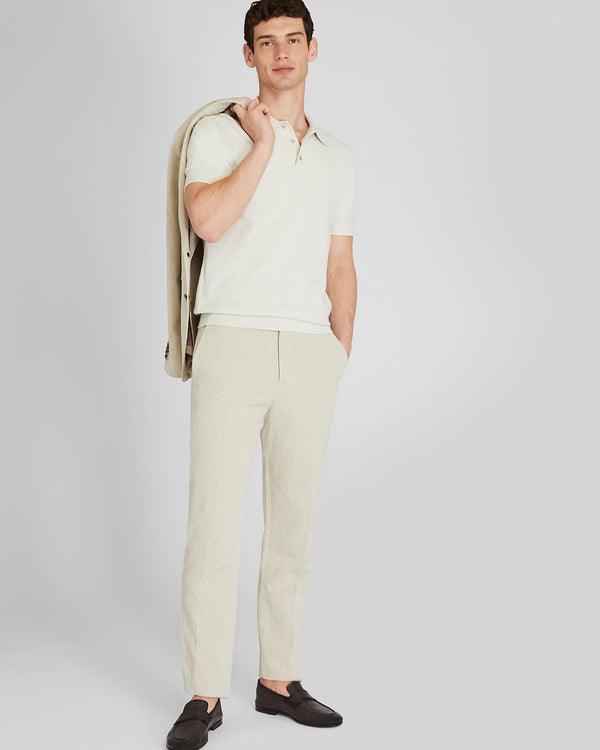 Club Monaco Short Sleeve Bouclé Polo Off White