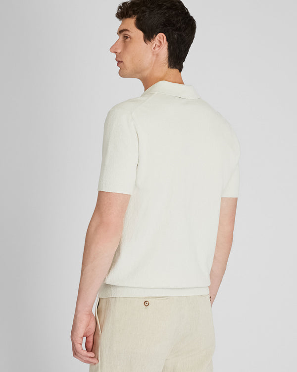 Club Monaco Short Sleeve Bouclé Polo Off White