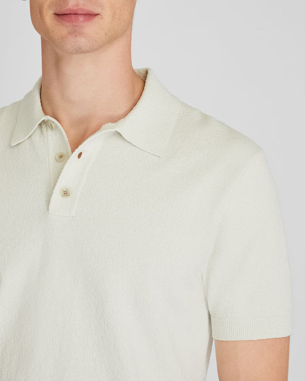 Club Monaco Short Sleeve Bouclé Polo Off White