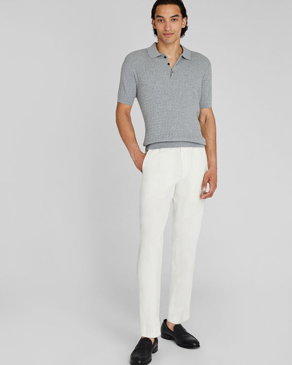 Club Monaco Short-Sleeve Cable Polo Heather Grey