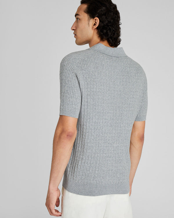 Club Monaco Short-Sleeve Cable Polo Heather Grey