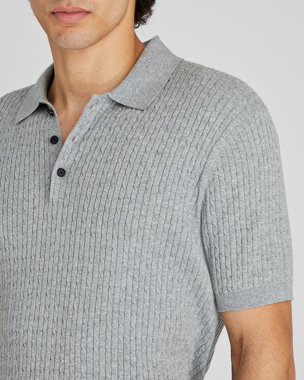 Club Monaco Short-Sleeve Cable Polo Heather Grey