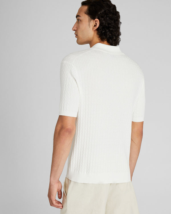 Club Monaco Short-Sleeve Cable Polo White