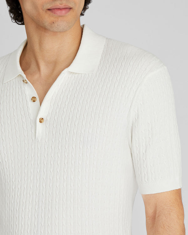 Club Monaco Short-Sleeve Cable Polo White