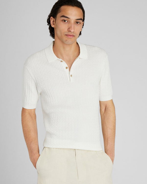 club monaco Short-Sleeve Cable Polo White