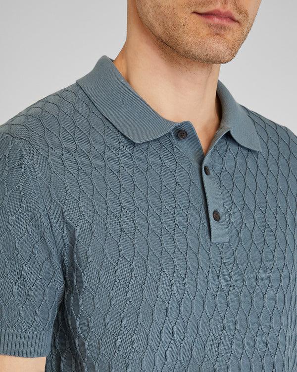 Club Monaco Short-Sleeve Diamond Polo Lagoon