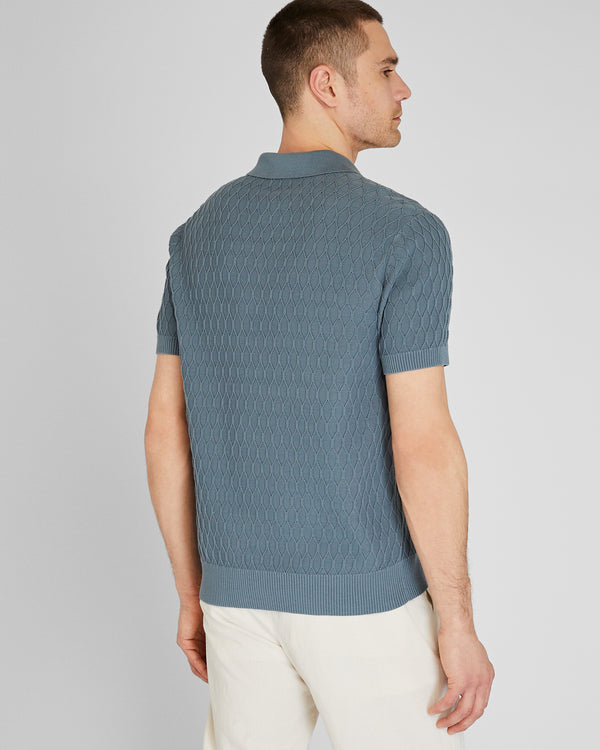 Club Monaco Short-Sleeve Diamond Polo Lagoon