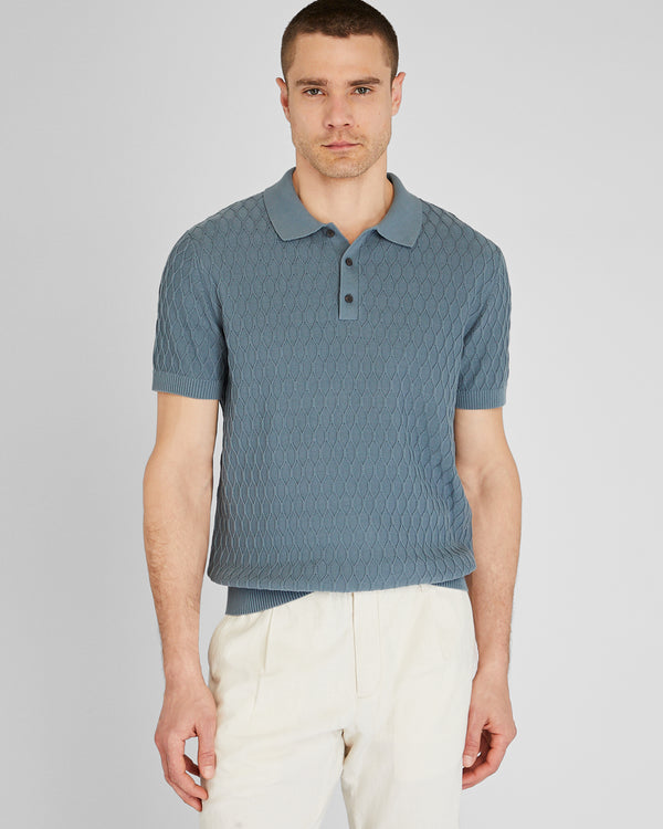 club monaco Short-Sleeve Diamond Polo Lagoon
