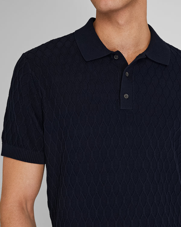 Club Monaco Short-Sleeve Diamond Polo Navy