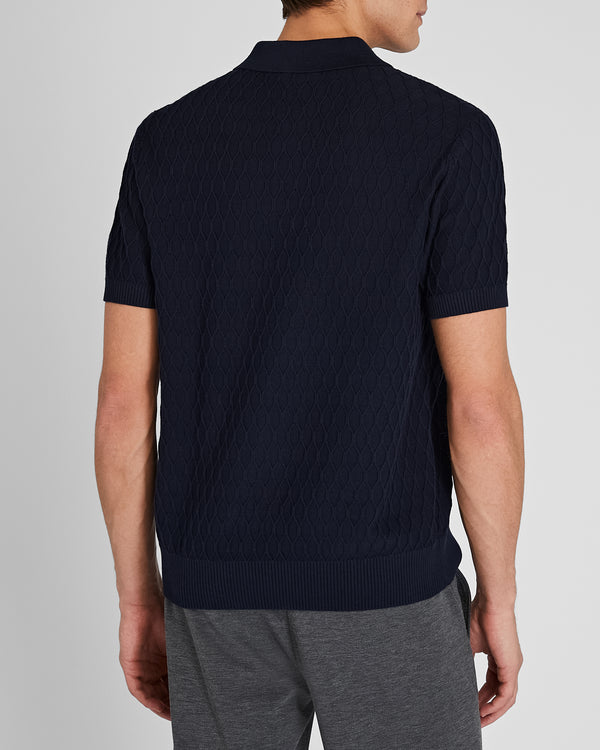 Club Monaco Short-Sleeve Diamond Polo Navy