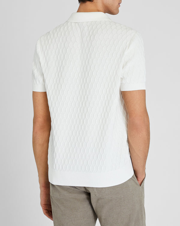 Club Monaco Short-Sleeve Diamond Polo Off White