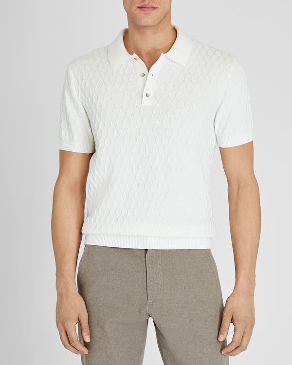 club monaco Short-Sleeve Diamond Polo Off White