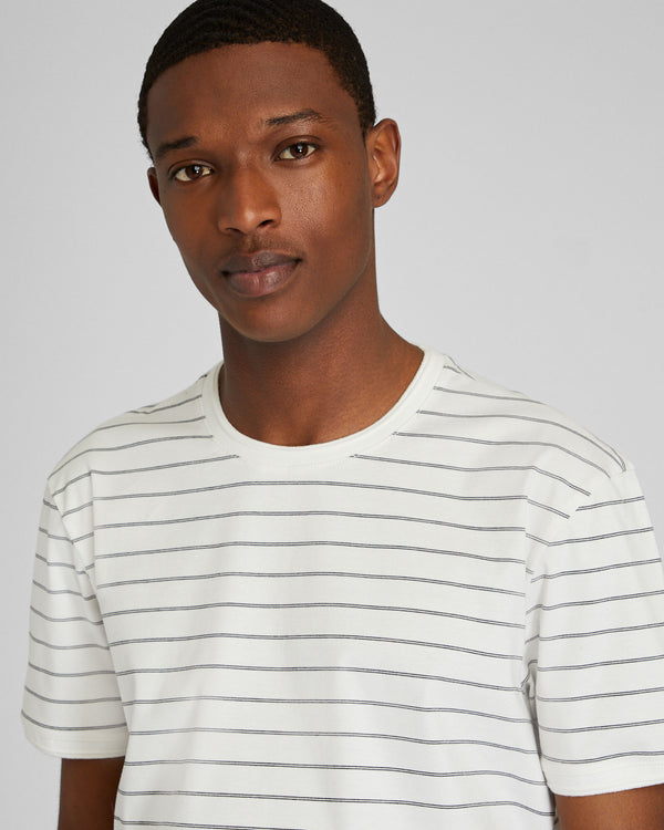 Club Monaco Short Sleeve Refined Stripe Tee White