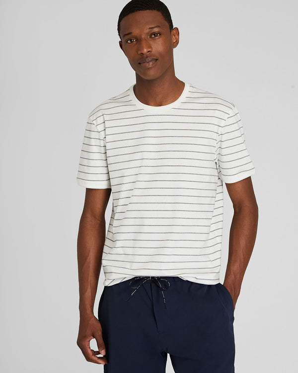 club monaco Short Sleeve Refined Stripe Tee White