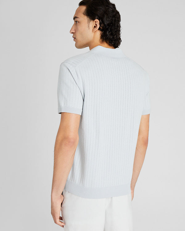 Club Monaco Short-Sleeve Stitch Polo Light Grey