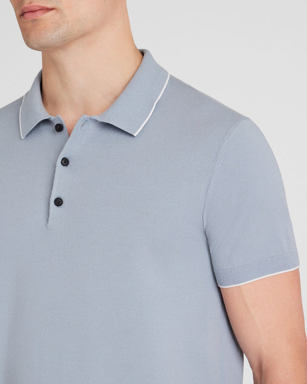 Club Monaco Short-Sleeve Tech Polo Light Blue